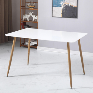 Tavolo da Pranzo Rettangolare <span class=keywords><strong>in</strong></span> <span class=keywords><strong>Legno</strong></span> e Plastica MDF, Design Moderno Minimalista Personalizzato, 6 Posti, Industriale, Durevole e Stabile - Product Image 2