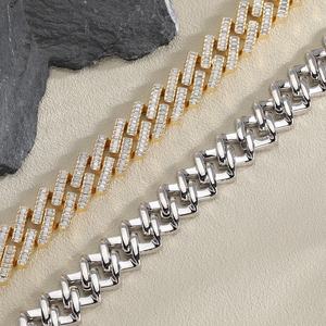 OUGEPHELI 17mm Hip Hop Iced Out Rectángulo CZ Zircon Collar De Cadena Cubana Eslabones Cubano Collar Miami Cuban Link Chain - Product Image 4