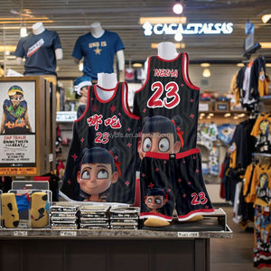 卸売NeZhaアニメバスケットボールジャージー軽量 & クイックドライユニセックスプラスサイズ無料ロゴ印刷最低注文5個 - Product Image 2