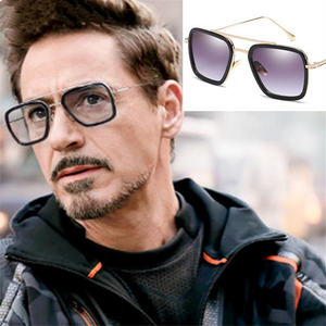 Jheyewear Plus Récent Fer Homme Même Style Mode Carré En Métal Cadre L'aviation Tony Stark Hommes Lunettes De Soleil 2019 - Product Image 2