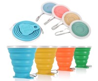 Gobelet à eau pliable en silicone moderne, résistant à la chaleur, réutilisable, sans BPA, anti-fuite, pour les voyages en plein air