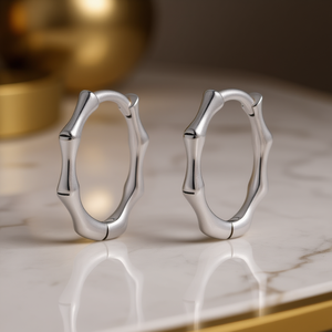 Pendientes de Aro Geométricos en Oro Blanco, Plata 925, Diseño Minimalista, Unisex, Uso Diario, Joyería Fina - Product Image 2