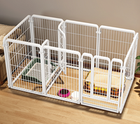 Parc pour animaux de compagnie en tubes carrés DIY, avec boutons-pression, en métal, anti-évasion, double porte, taille personnalisable, pour usage extérieur