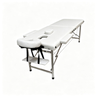 Table de massage pliable multifonctionnelle à 2 sections avec pieds en acier inoxydable, lit de spa portable avec appui-tête