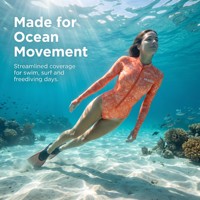 Combinaison de plongée une pièce pour femme à motif inspiré de l'océan, protection anti-UV, idéale pour le printemps