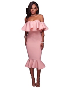 Vestido informal de otoño para mujer, de talla grande, con hombros descubiertos, diseño de volantes, artículo de comercio electrónico transfronterizo Sexy, deseo de <span class=keywords><strong>Amazon</strong></span> para Europa - Product Image 4