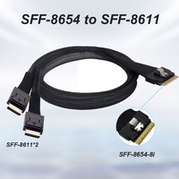Kabel Data Kecepatan Tinggi Server SFF 8654 8i ke 2X SFF 8611 4i SlimSAS 74Pin ke OCuLink 38Pin Rakitan Kabel Internal