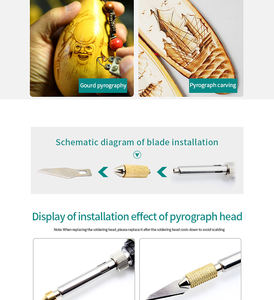 220V 60W Mini stylo brûleur à bois à température réglable 70 pièces pyrographie fer à souder électrique ensemble d'outils <span class=keywords><strong>pour</strong></span> <span class=keywords><strong>dessin</strong></span> sur bois - Product Image 3