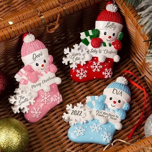 HY2 Ornamento Personalizzato per il <span class=keywords><strong>Primo</strong></span> <span class=keywords><strong>Natale</strong></span> del Bambino, Pupazzo di Neve Cartoon, Decorazione Natalizia da Appendere all'Albero - Product Image 4