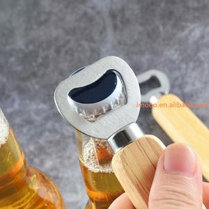 Abridor de botellas <span class=keywords><strong>con</strong></span> mango de madera, tapa de cerveza, <span class=keywords><strong>lanzador</strong></span> de cocina, hoja de acero inoxidable, herramientas de removedor de botellas, precio de fábrica - Product Image 5