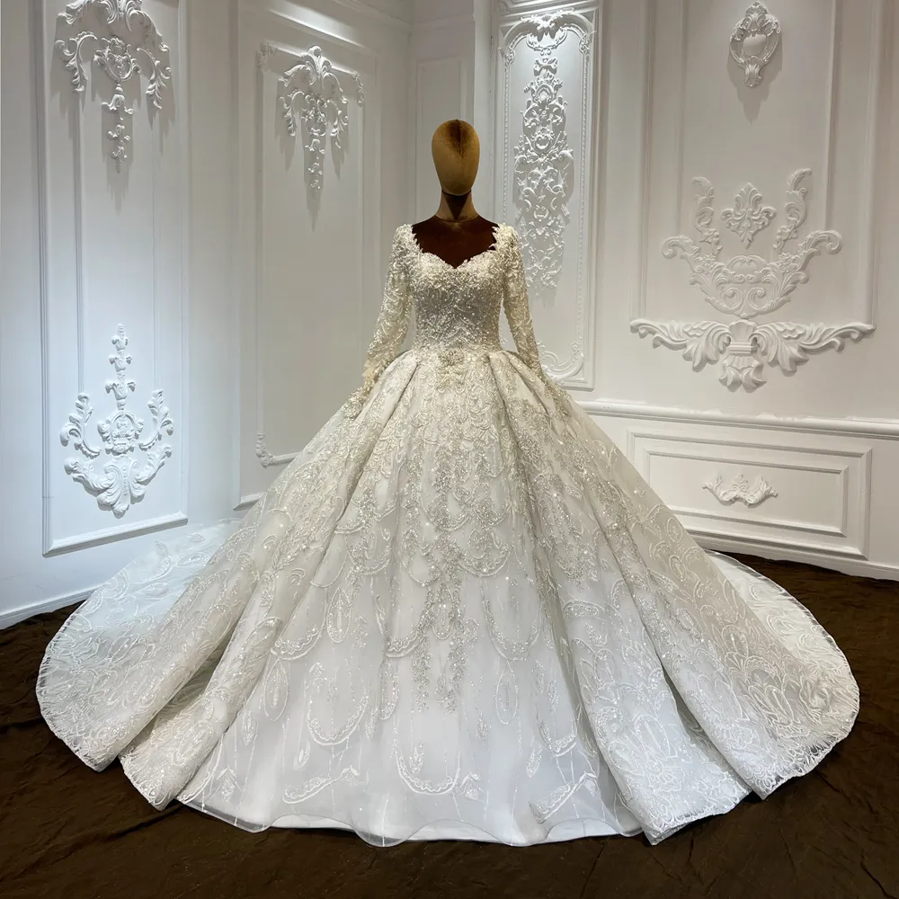 Gaun pengantin manik-manik berkilau sampanye cantik desain terbaru gaun pengantin manik-manik buatan tangan LSCJ28-2