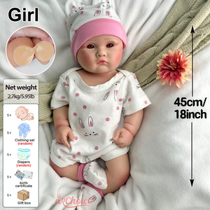 دمى أطفال واقعية من السيليكون 45 سم، دمى حديثي الولادة واقعية بجسم كامل من السيليكون البلاتيني، دمى معاد تصنيعها بفم مفتوح بجودة الأفلام للفتيات - Product Image 4