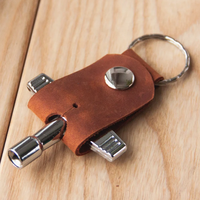 Étui porte-clés en cuir PU pour clé de batterie, support de clé de réglage de batterie en acier inoxydable avec anneau, accessoires de réglage de batterie en forme de T