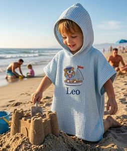 Hooded Solid Color Kids <b>Beach</b> <b>Towel</b>-Soft Poncho <b>Towel</b> for Babies & <b>Toddlers</b>-Lightweight Waffle Cotton Outdoor & Home Use - Product Image 2