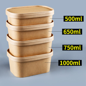 Sinh thái thân thiện phân hủy sinh học tùy chỉnh in dùng một lần Takeaway <span class=keywords><strong>container</strong></span> thực phẩm Kraft salad giấy bát với nắp đậy rõ ràng - Product Image 4