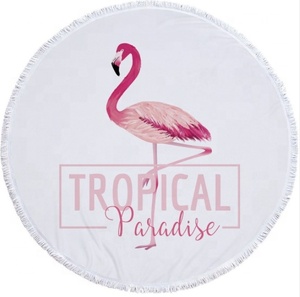 Hot Selling Custom Geprinte Microfiber Sportcirkel Strandlaken Tropisch Paradijs Patroon Met Franje - Product Image 1