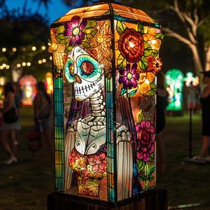 Giorno dei morti stile Punk <span class=keywords><strong>messico</strong></span> lanterne di seta Fiesta Party decorazioni impermeabili all'aperto arredamento tradizionale festivo illuminazione - Product Image 3