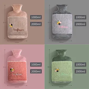 Warm Water Fles Met Gebreide Cover Winter Warm Handwarmer Zak Draagbare Warmwaterkruik Voet Warmer Zachte Pluis Met cover