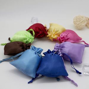 8*11cm Silk Satin Drawstring <b>Gift</b> Satin <b>Bags</b> Pouch for Candy <b>Wedding</b> Party Favor Coffee Beans Storage and Packaging - Product Image 1