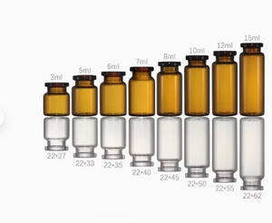 Flacons doseurs en verre multi-grammes 3ml 12ml avec couvercles à pression en métal doré, argenté, bleu et bouchons en caoutchouc séparés - Product Image 6
