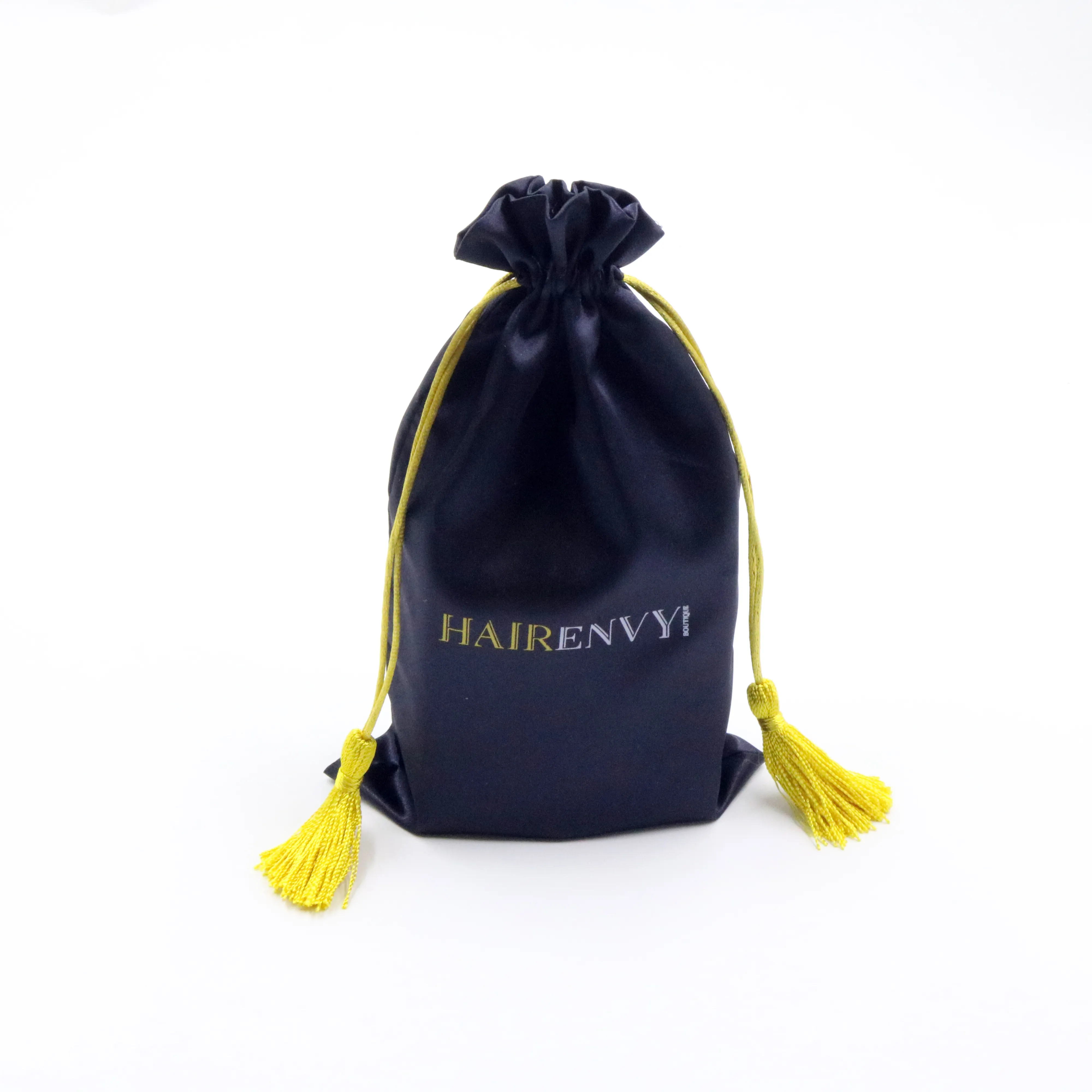 Hoge Kwaliteit Soft Black Satijn Materiaal Kleding Tasje Custom Logos Stof Gift Bag Koord