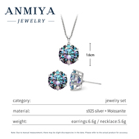 Anillo Clásico Redondo de Moissanita con Engaste de Garras, Plata de Ley S925, Bañado en Plata, Blanco, Azul, Morado, Regalo para Boda, Fiesta, Uso Diario