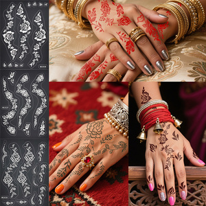 Stencil per Tatuaggi all'Henné all'Ingrosso, Adesivi con Motivi Traforati Indiani, Modelli Temporanei Impermeabili per Mani e Corpo - Product Image 2