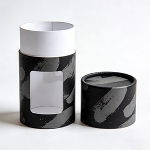 Boîte Cadeau Ronde Noire Recyclable de Luxe 50ml pour Emballage de Parfum, Cosmétiques, Huiles Essentielles, Emballage Cylindrique en Carton - Product Image 1