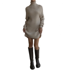 Vestidos de Punto al por Mayor Personalizados para Otoño e Invierno, Cuello Alto, Gruesos, de Alta Calidad, Casuales, Holgados, de Manga Larga, Mini Vestidos - Product Image 3