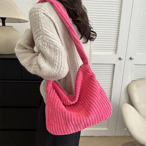 Nuevo bolso de mano personalizado de pana para mujer con forro de poliéster y correa para el hombro - Product Image 1