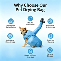 Sac de séchage pour animaux de compagnie, sac séche-cheveux pour chiens, sac de séchage rapide pour toilettage, accessoire de bain pour animaux, usage domestique