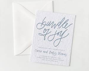 Handmade Boho Cotton Paper Ribbon Wedding <strong>Invitation</strong> Save the Date Deckled Edge with UV Printing Stylish Angel <strong>Design</strong> - Product Image 4