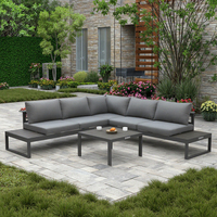Ensemble de canapés de jardin en aluminium moderne en forme de L, portable, pour cour, meubles d'extérieur de qualité supérieure, résistant aux intempéries, de qualité commerciale