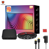 Kit de synchronisation de rétroéclairage TV Tuya WiFi HDMI2.1, bande lumineuse LED RGBIC, lumière ambiante, application Smart Life, commande vocale pour jeux et home cinéma