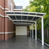 Abri de garage double moderne pour villa avec structure en alliage d'aluminium thermolaqué, auvent durable pare-soleil et imperméable