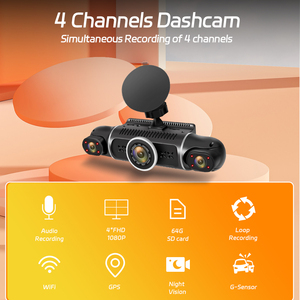 360 대시 캠 전면 및 후면 내부, 자동차용 4 채널 대시 카메라 FHD 1080Px4, 내장 Wi-Fi, 3.0 IPS 화면 - Product Image 2
