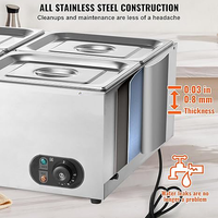 Buffet de comptoir en acier inoxydable professionnel commercial Bain Marie robinet de vidange de couvercle de corps de contrôle de tempérament électrique pour la restauration