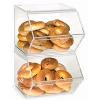 Vitrine de présentation alimentaire en acrylique personnalisée de haute qualité avec 3 plateaux en plastique, présentoir en plexiglas, boîte à gâteaux en plexiglas, boîte alimentaire en plexiglas