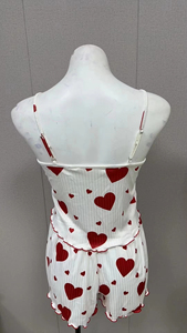<span class=keywords><strong>Pigiama</strong></span> Estivo di Alta Qualità, Sexy, Bianco con Stampa a Cuori, Canotta e Pantaloncini, Completo da Notte Sexy per <span class=keywords><strong>Donna</strong></span>, Set <span class=keywords><strong>Pigiama</strong></span> 2 Pezzi - Product Image 4