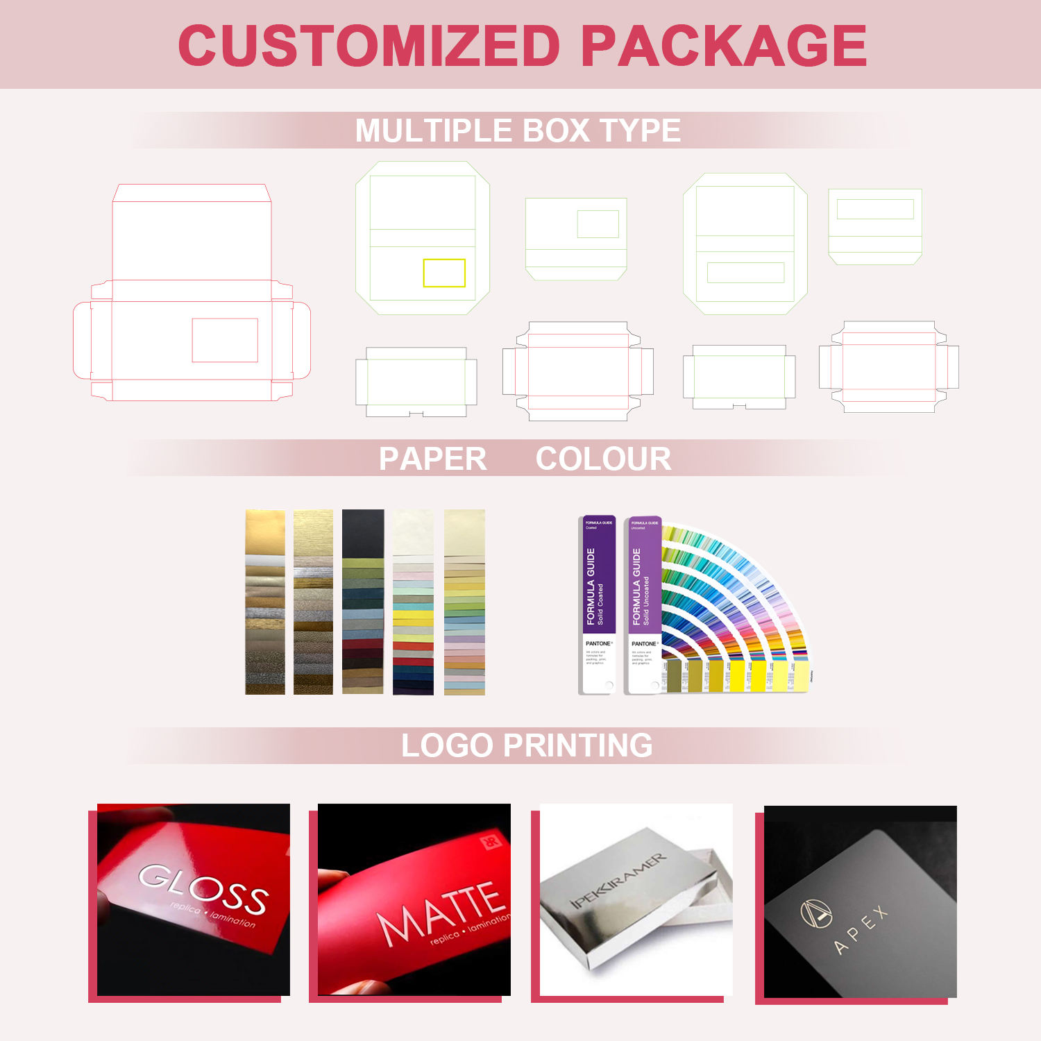 Coutume d'emballage de soutien