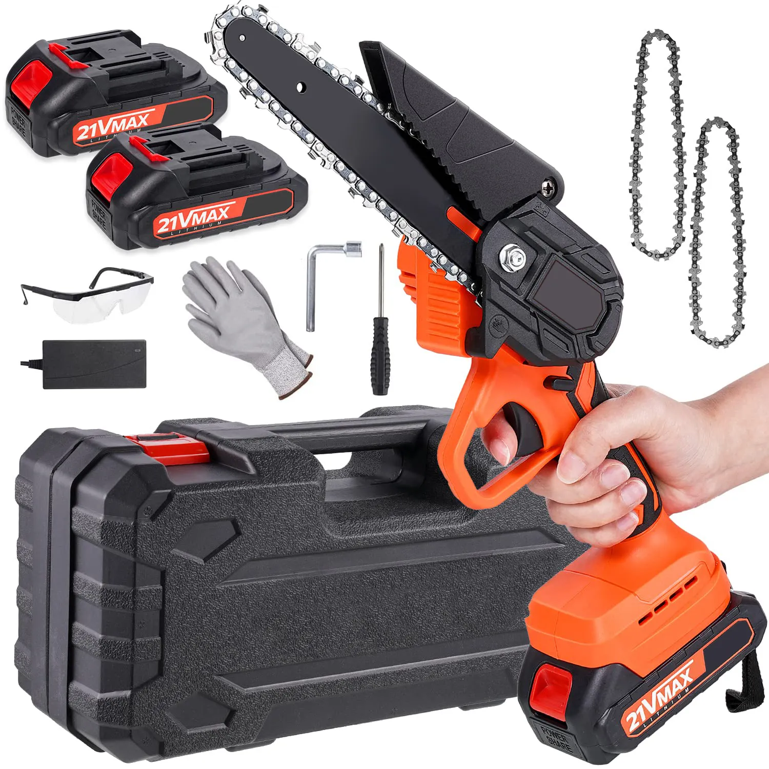 CS03 Hot sale OEM 4/6 inch Battery lithium Chainsaw Portable Cordless Mini electric chainsaw