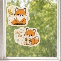 Autocollants personnalisés imperméables en PVC vinyle, renard kawaii, nuit étoilée, autocollant décoratif électrostatique pour fenêtre, imprimé UV