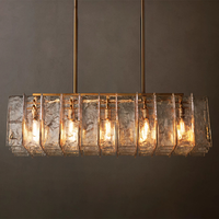 Lustre Linéaire Rectangulaire en Verre Transparent pour Salle à Manger, Salon, Villa – Éclairage de Luxe Décoratif pour la Maison