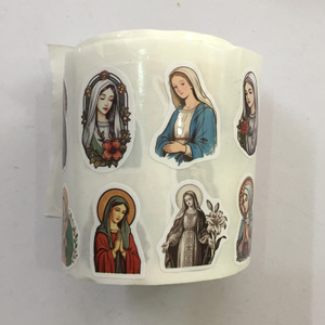 480 Pegatinas por Rollo para Álbumes de Recortes, Pegatinas Católicas de Jesús y la Virgen María, Rollo de Pegatinas Impermeables para Botellas, Teléfonos, Cuadernos, Regalos Promocionales - Product Image 2