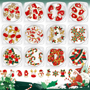 Nouvel an bricolage métal 3D <span class=keywords><strong>Nail</strong></span> <span class=keywords><strong>Art</strong></span> breloques noël diamant strass arbre cloches cannes renne et ongles décoration - Product Image 3