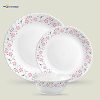 Service de Table Élégant en Verre Opale à Motifs Végétaux – Assiettes et Bols Personnalisés Écologiques – Lot de 6 Pièces – Algérie