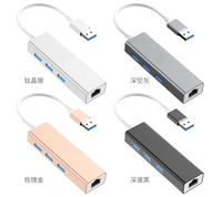 Hub USB 3.0 Type C à 3 ports avec adaptateur Gigabit Ethernet RJ45 1000 Mbps, en ABS+Aluminium, certifié FCC, en stock, avec boîte cadeau – Meilleures ventes