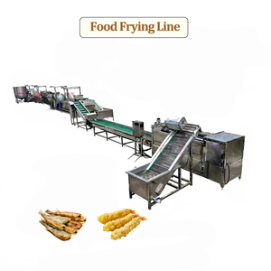 Automatic Frying Production Line Equipped with <b>Fryer</b> With Anti-stick Mesh Belt for Small Dried Fish Seafood Snack Making 500kg/h - Product Image 1