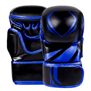 High Quality Cowhide Leather Sanda MMA Gloves Custom Brand Logo Printed Professional Grappling Sparring Training Hook Loop - Product Image 3