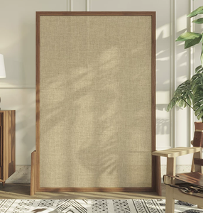 Paravento <span class=keywords><strong>in</strong></span> Lino con Cornice <span class=keywords><strong>in</strong></span> <span class=keywords><strong>Legno</strong></span> Stile Semplice, Adatto per Case, Pensioni, Sale da Tè e Uffici. - Product Image 6